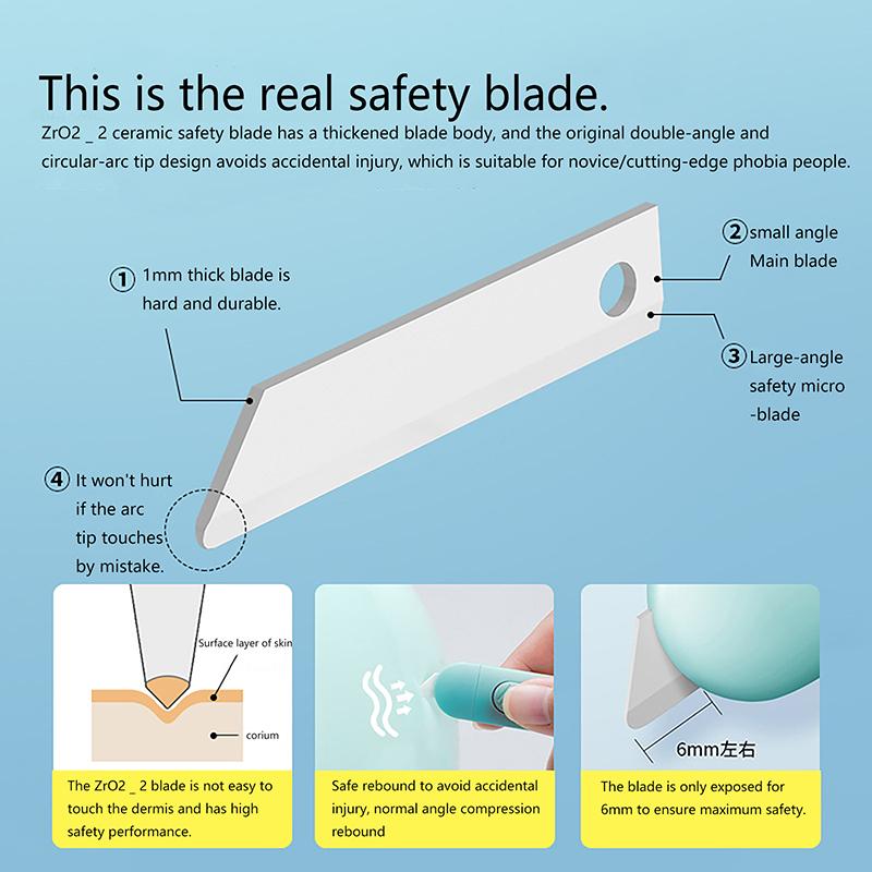 Portable Mini Ceramic Utility Knife, Safe Blades Box Packaging Opener Cutting Tools With Keychain Hang Hole, Locks Into Position