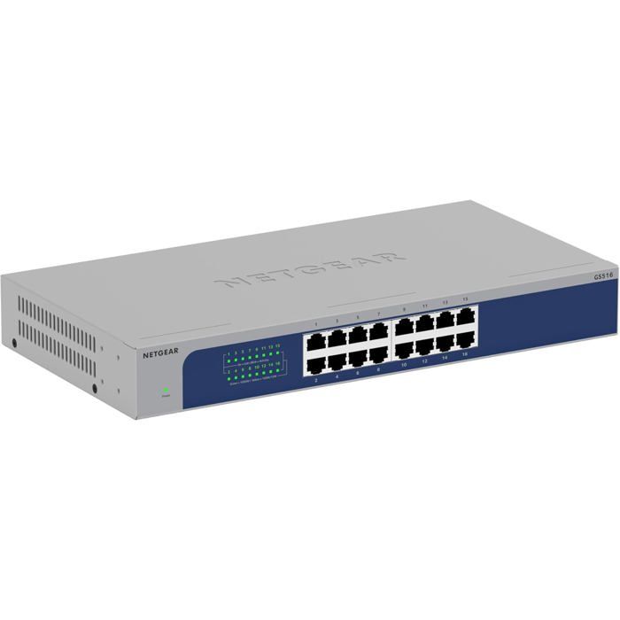Switch - NETGEAR - GS516-300EUS - 16 Ports - Gigabit Ethernet - Économe En Énergie