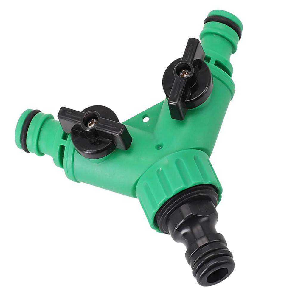 Garden Water Pipe Connectors Pipe Adapter Y Shape Hose Splitter Valve Three Way Plastic Valve with Switch for Flower Planting