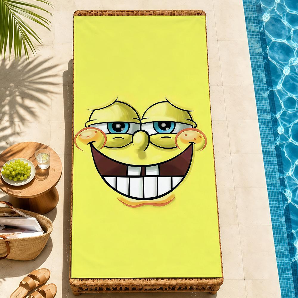 Beach Towels cute b-b-BobS-s Soft fun Quick Dry Pool cartoon s-S-S-SpongeS-eS bathing Towel Travel Gym Spa Camp sport face Gift
