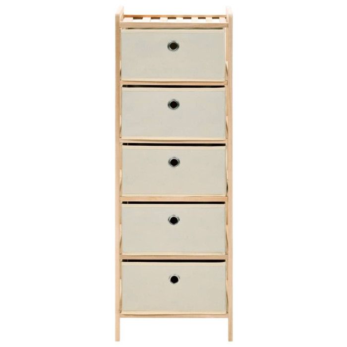 VidaXL Storage Shelves with 5 Fabric Baskets 2 Pcs Beige Cedar