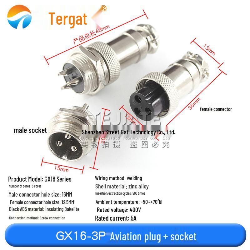 GX16 M16 Aviation Plug Socket: 2 to 10-Pin Male & Female Connector