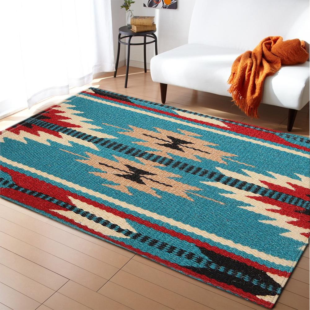 National Style Retro European Pattern Large Carpet Square Floor Mat Striped
