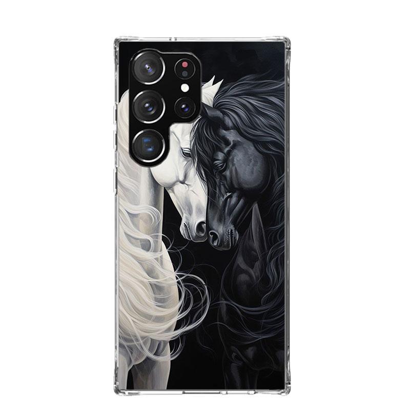 Animal Black Horse Case Phone Cover for Samsung Galaxy S24 S25 Ultra S23 Plus S22 + S21 S20 FE S10 S25 Edge Trend Fundas