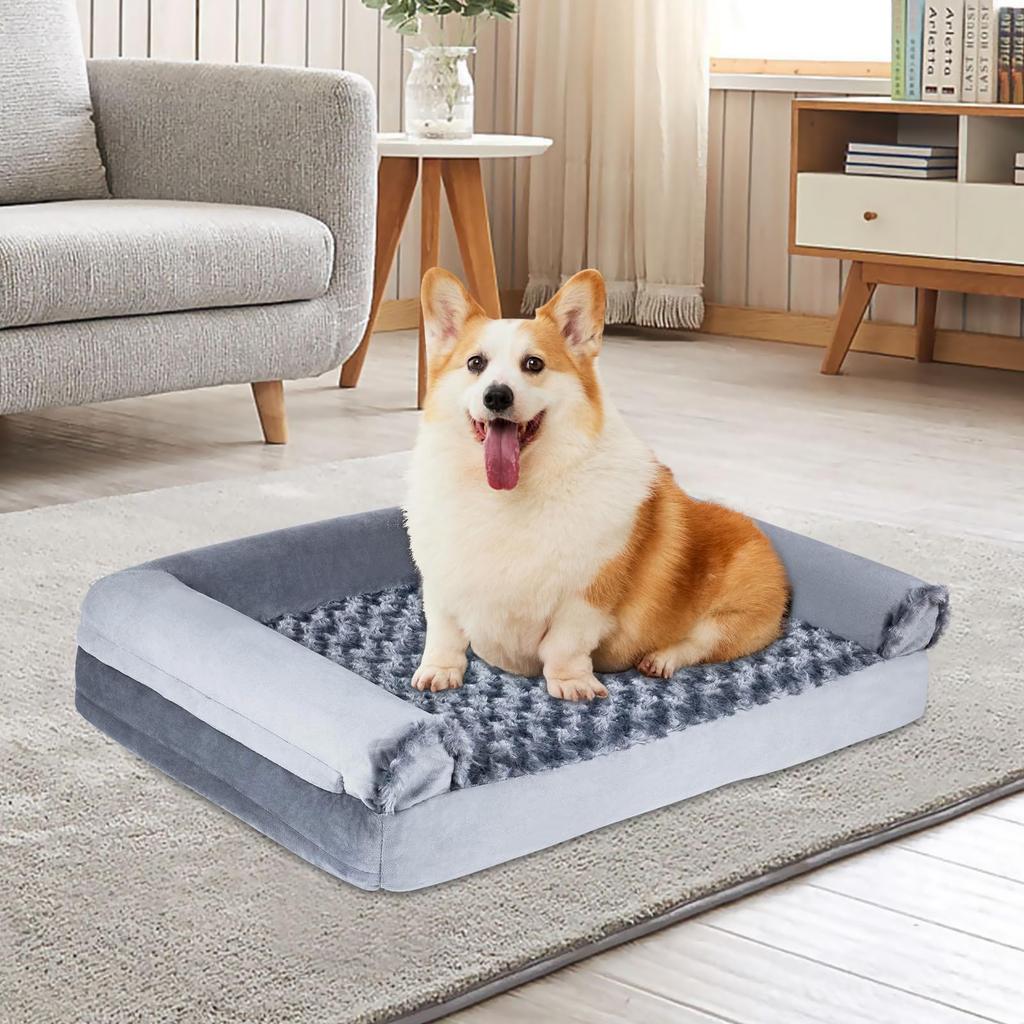 ASAHIKI Dog and Cat Bed with Detachable and Washable Dog Bed with Waterproof Pet Cushion and Joint Sofa Bed for Small and Medium Dogs Arms,