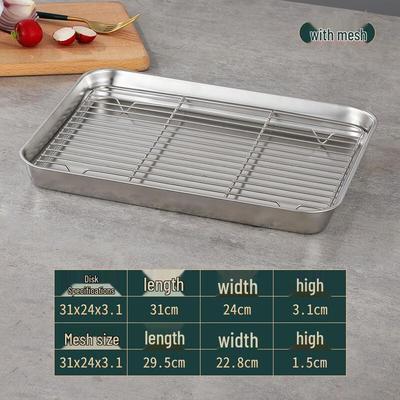 304 Stainless Steel Roasting Tray with Rack - 2 Pack