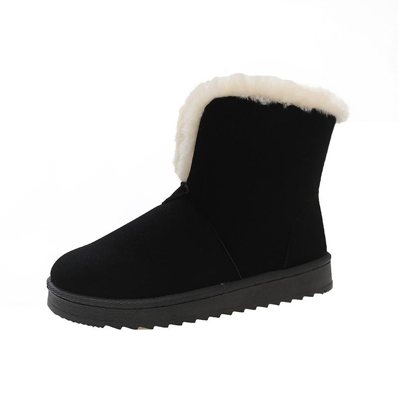 Warm yellow snow boots cotton shoes women's winter new velvet thickened warm snow cotton boots large cotton women's shoes