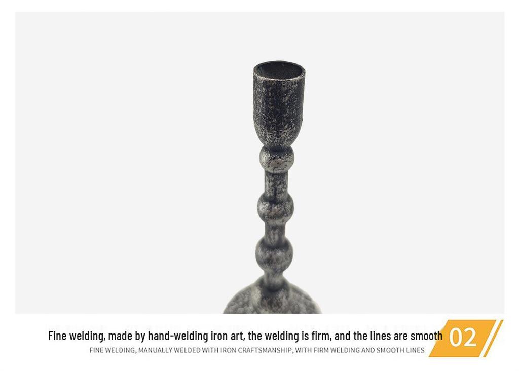 European Retro Wrought Iron Candlestick Home Decoration - Aged Metal Craft Ornament