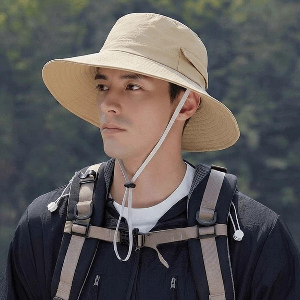 Drawstring Sunshade Fishing Hat Nylon Sunscreen Basin Cap Sun Cap Men's Fisherman Hat Summer