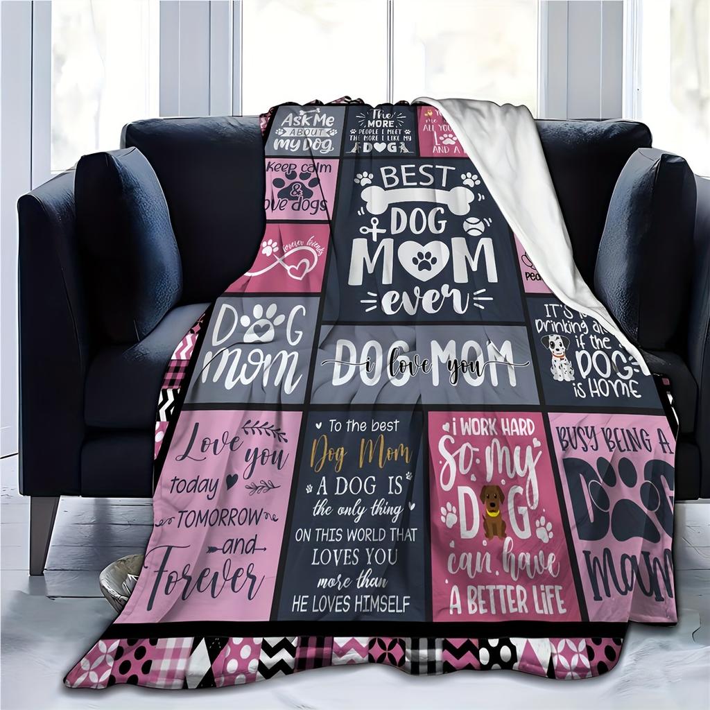 A Soft Fleece Blanket with a Patchwork Design for The Best Dog Mom