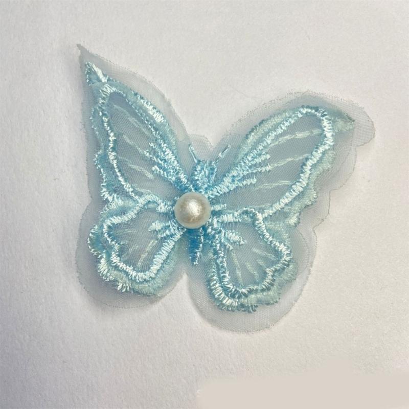 Fabric Pearls Embroidered Butterfly Sewing Accessories For Craft And Fashion