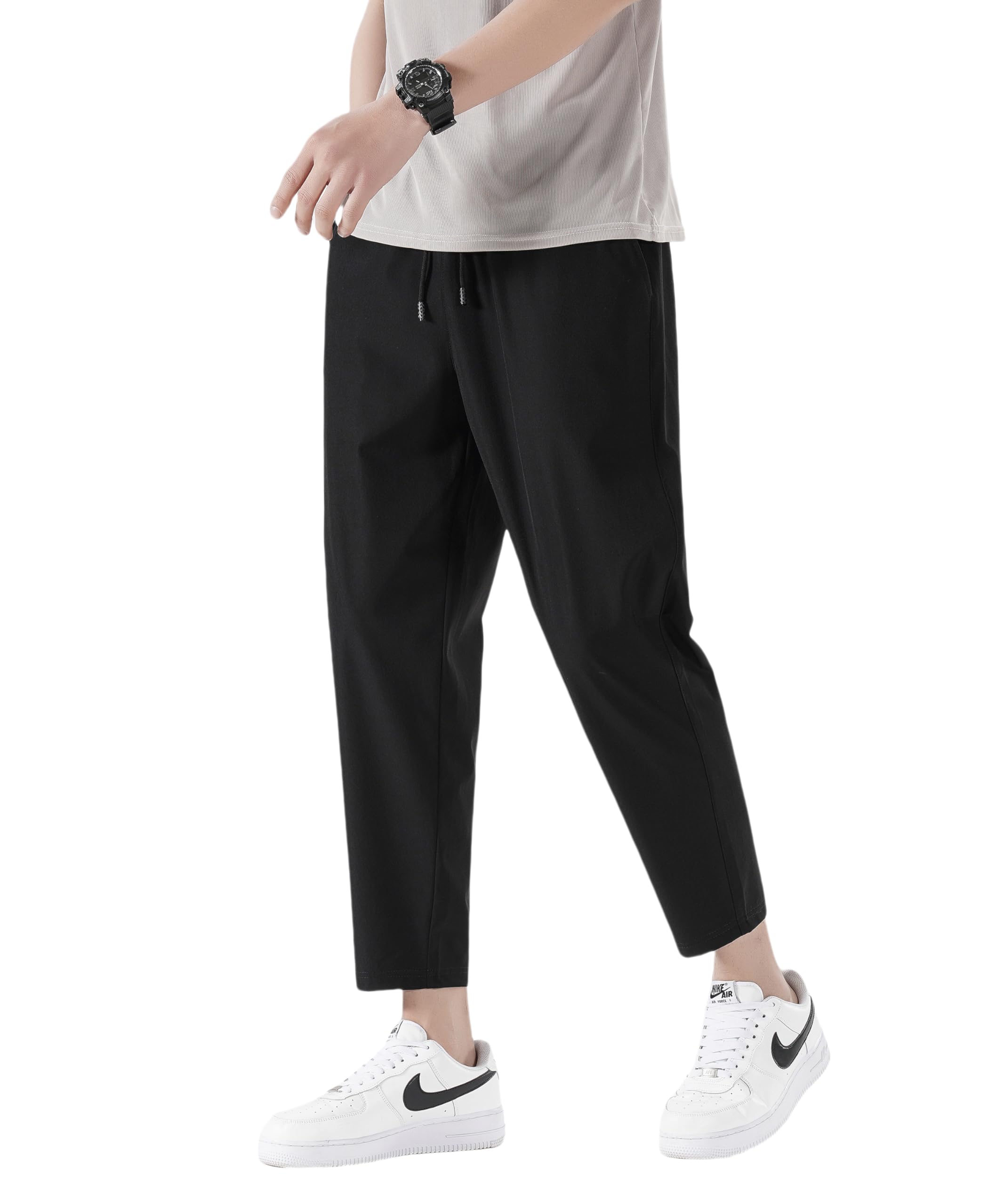 

Cooling Summer Super Sweatpants with Adjustable Loose Ice Silk Plus Sizes Men s Trousers, -5°C (-4°F) Wear, 3/4 Length, 9/10 Length, Quick-Drying,