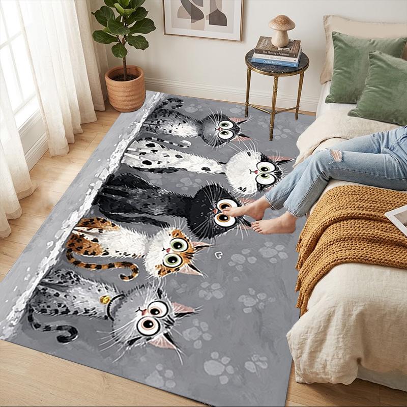 Cat Family Living Room Nonslip Area Rug Soft Carpet For Bedroom Game Playroom Sofa Office Home Decor Doormat Christmas Gift C92672