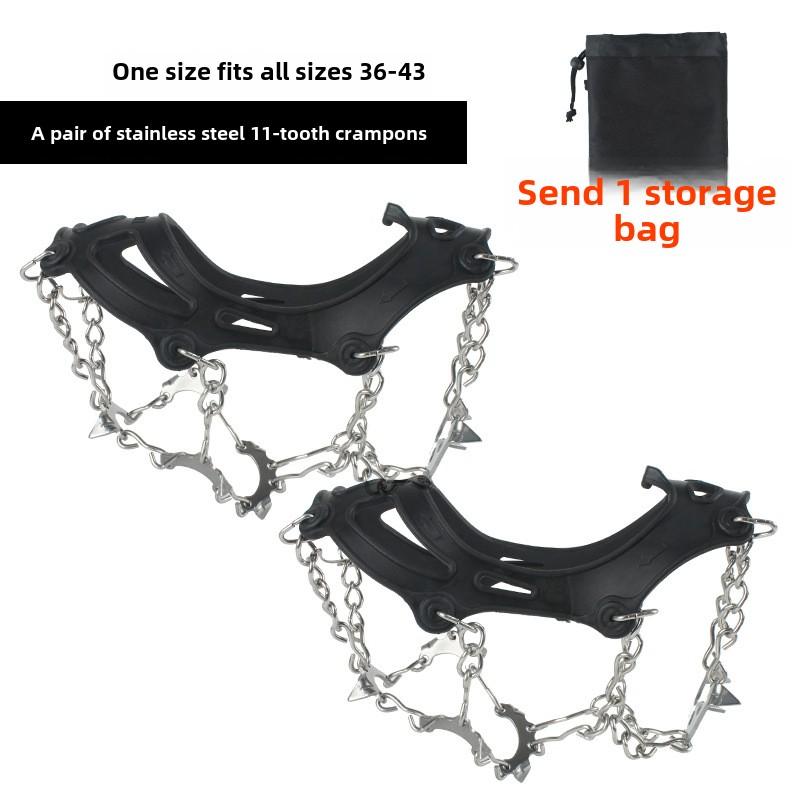 11-Point Stainless Steel Ice Cleats Crampons for Hiking Boots Winter Anti-Slip Traction Spikes Mountaineering Snow Crampons Outd
