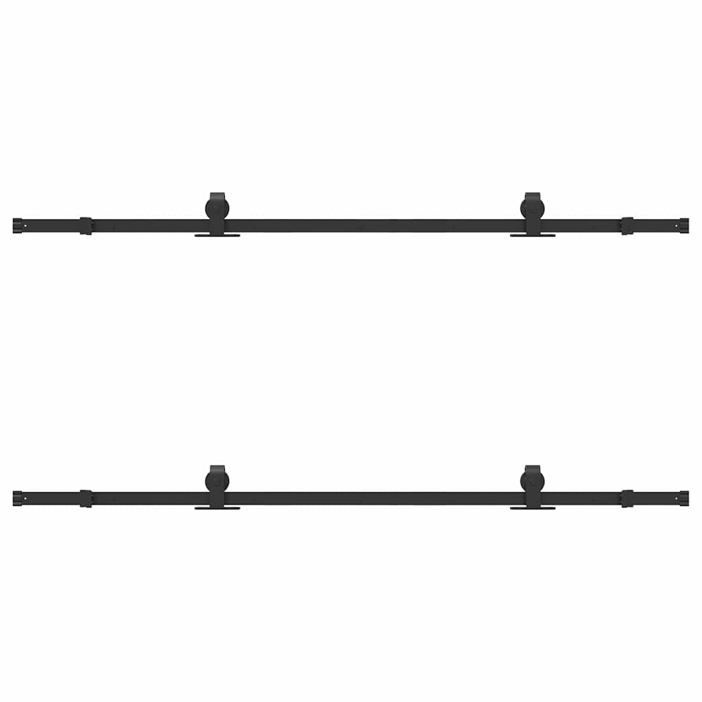 Vidaxl System for Sliding Door Installation, 200 Cm, Steel, Black
