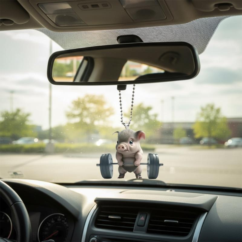 Creative Weightlifting Flat Acrylic Car Hanging Ornaments Durable Car Accessories For Homes Decors And Gift