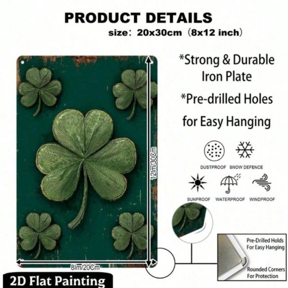 Vintage Irish Shamrock Metal Wall Art - St. Patrick's Day Home Bar Party Decor