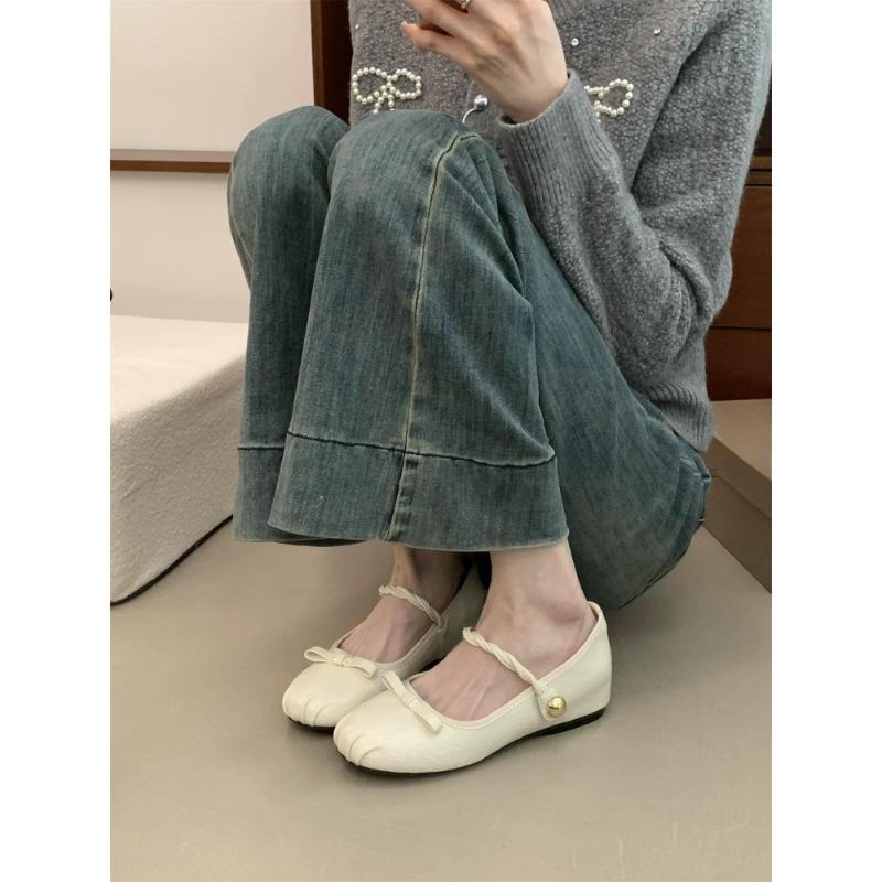 Fashion Elastic Rhinestone Band Mary Janes Woman Bowtie Silk Ballets Shoes Ladies Round Toe Flats Female Loafers Wedding Brides Shoes