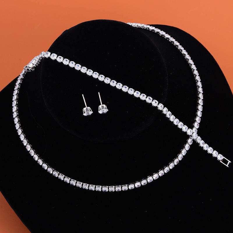 Middle East Simple Big-name Noble Zircon Jewelry Set Necklace Earrings Bracelet Bridal Temperament Set Accessories