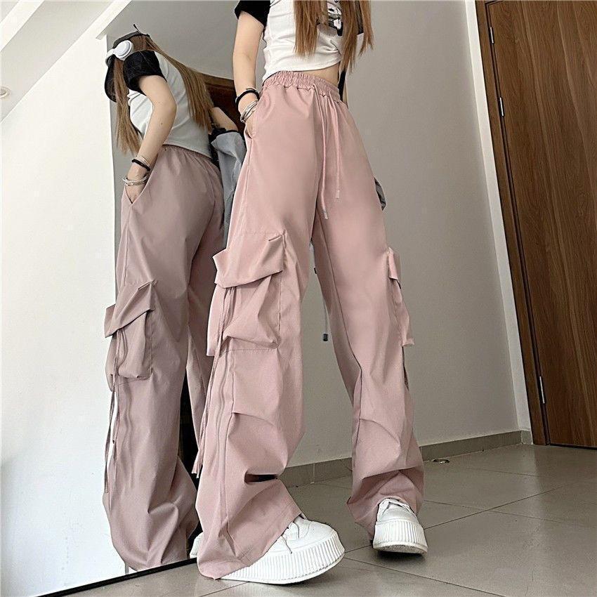 Women's High Waist Paratrooper Cargo Pants, Spring/Autumn 2025 - Loose Wide Leg Windbreaker for Hiking.