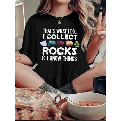 European Sizes Women'S Casual Crew Neck T-Shirt, Polyester Knit Fabric with Medium Stretch, Alphabet Pattern, Short Sleeve Tee