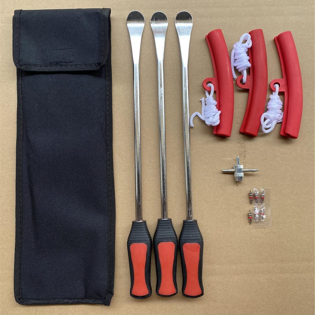 Langes Reifenhebel-Set mit 3 beschichteten Hebeln für Motorräder und Reifen- und Rad-Spezialwerkzeugsatz mit Aufbewahrungstasche 37,5cm Fahrräder, Ersatz,