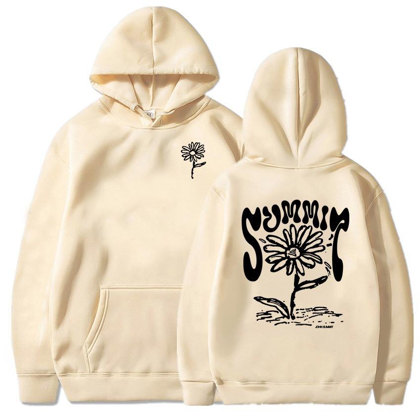 SONNENBLUME SCHWARZER HOODIE Mode Sänger John Summit Sweatshirts Winter Baumwolle Kapuzenpullover Langarm Herren Damen Kleidung Männlich