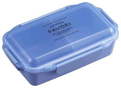 Boîte à bento OSK Boîte à déjeuner Dish Up Lunch Bleu 500ml Fabriqué au Japon Passe au lave-vaisselle [Avec séparateurs/Fermeture 4 points/Résistant à la pression/Ion argent] PCD-500