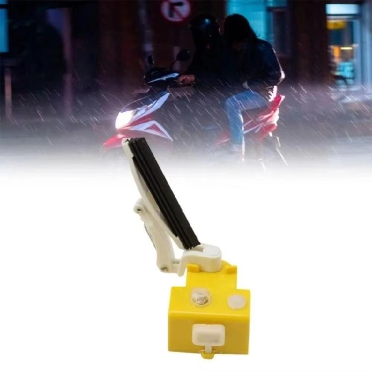 Helmet Lens Wiping Unit with Plastic Housing, Two Push Controls and Built-In Warning Light for Rainy Road Travel