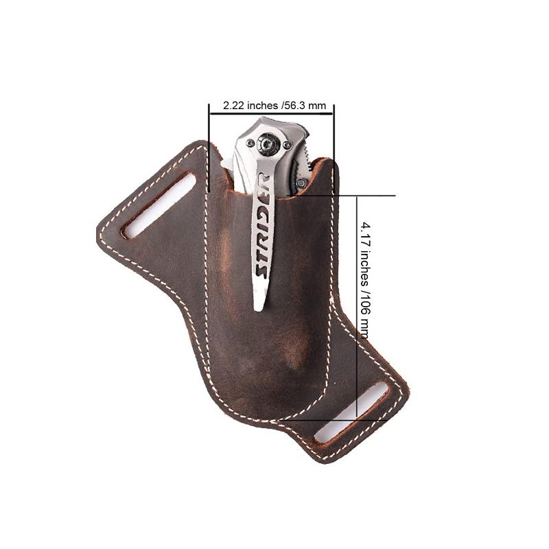 1Pc Sheath Cover Pants Protector Bag Cowhide Fold Knife Leather Sheath Scabbard Straight Pocket Knife Cover Bag Outdoor Tool