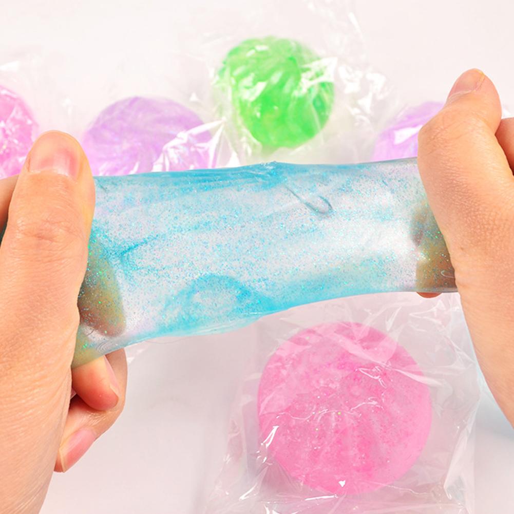 Clear Bun With Gold Powder Slow Rebound Maltose Toy Transparent Stress Ball Kawaii Decompression Toy Stress Relief For Kids