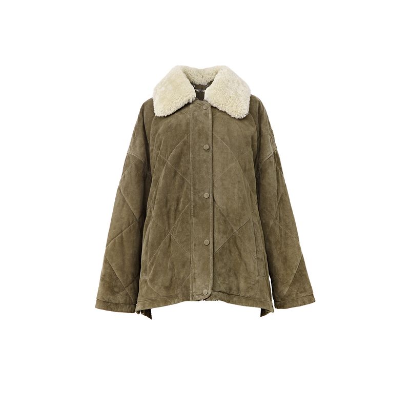 

Blacknini Инь Хуафу Нужна только первая ламинированная овчина, бархатистая на ощупь, меховой воротник, хлопковое пальто, куртка BC Green M