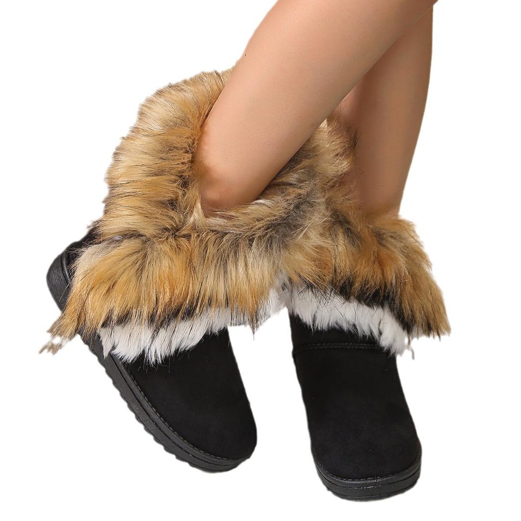 New snow boots medium boots cotton shoes boots fox hair cotton shoes