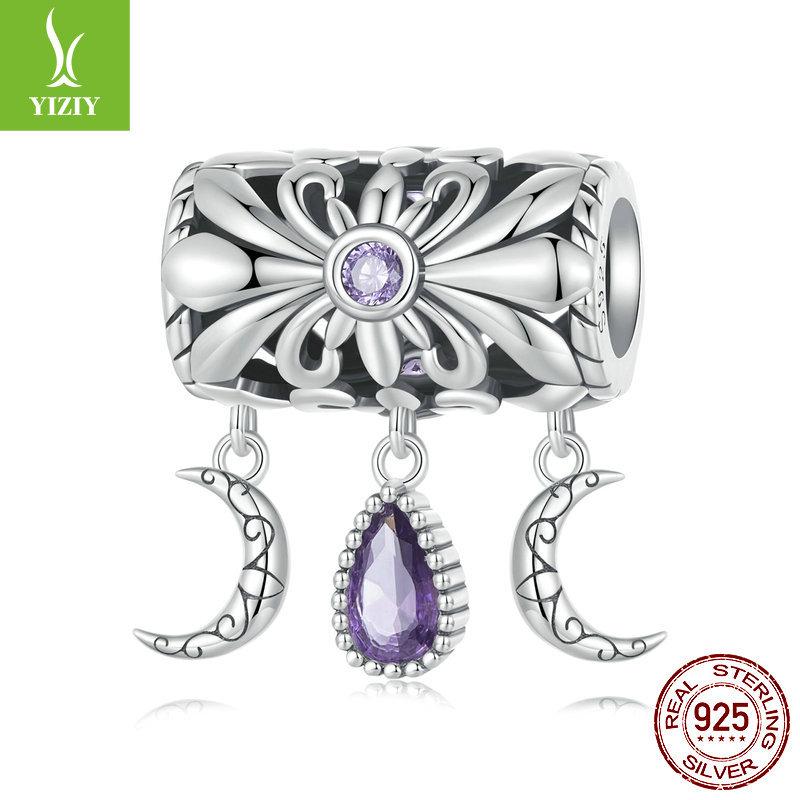 

Vintage Iris Diy Bracelet Beaded, Purple Water Drop Zircon S925 Sterling Silver Pendant Accessories