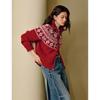 INMAN Damen Fair Isle Strickjacke mit Doppelreißverschluss