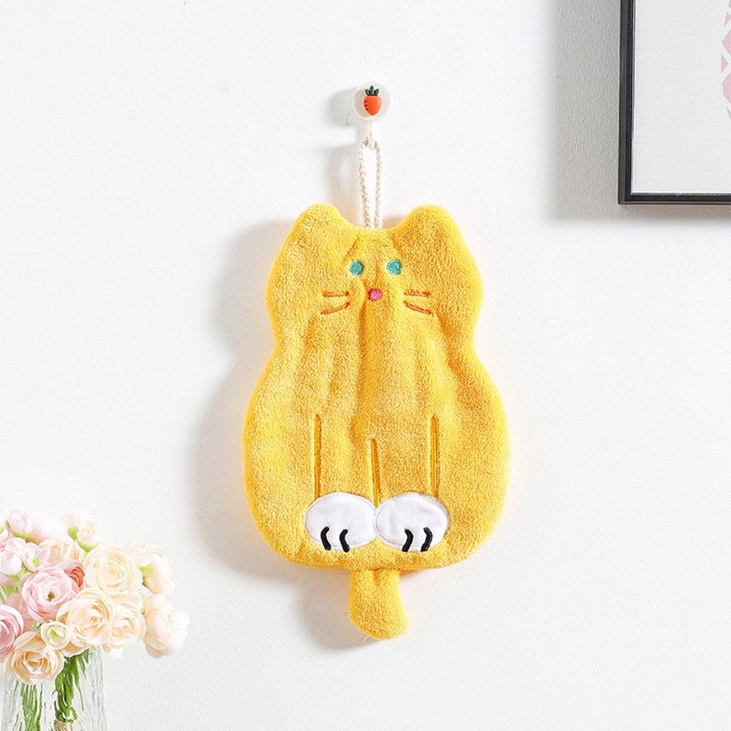 Cute Cat Patterneds Children Hand Towels Microfiber Absorbent Quick Drying Hanging Washcloths