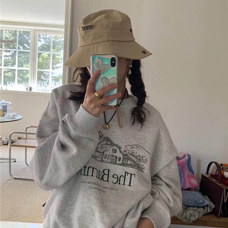 

Barnnet Embroidered Loose Sweatshirt - Milk Spring One Size серый/белый