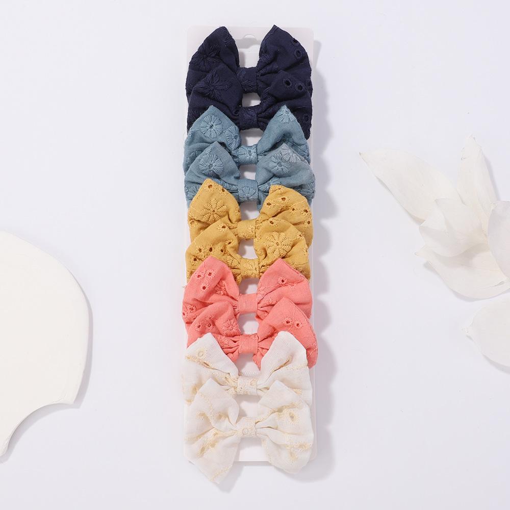 10pcs/set Sweet Flower Print Bowknot Hair Clips for Baby Girls Cute Cotton Bows Hairpins Barrettes Headwear Kid Hair Accessories