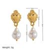 Heart-Shaped Stainless Steel Shell Earrings - European and American Fashion Style, Color-Preserving Design.