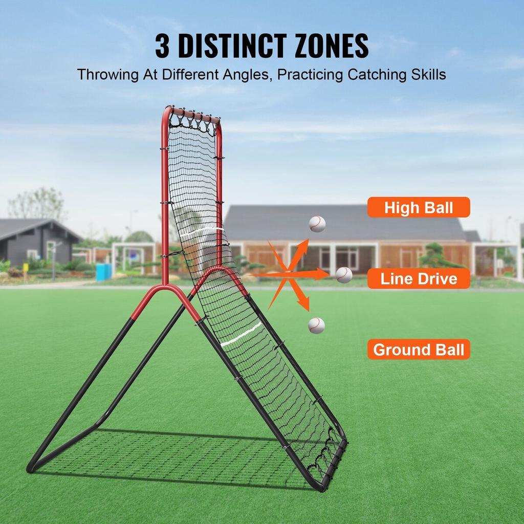 Baseball And Softball Rebounder Net 3x4.5 Ft PitchBack 3-Way Trainer