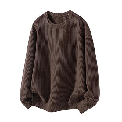 Men's American Retro Tough Guy Round Neck Sweater - Spring/Autumn Loose Knitwear, Trendy and Casual Style.