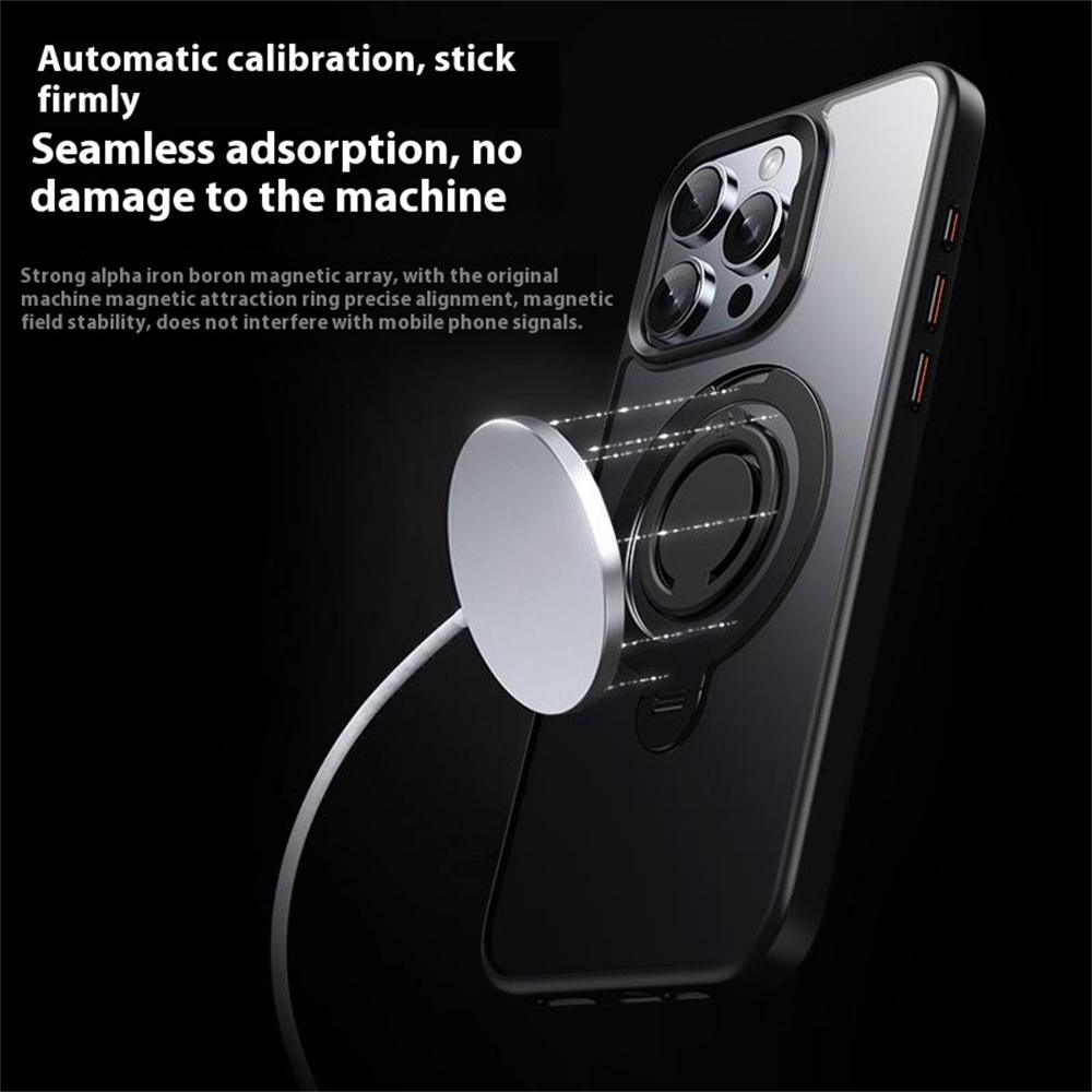 Für iPhone 13 Pro Max Hülle Kompatibel mit MagSafe Ständer Matte PC+TPU Handyhülle mit Silikonring