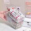 1pc/2pcs Acrylic Round Hole Foldable Drawer Stationery Storage Box Desktop Drawer Office Bedroom Dormitory Organizer Box
