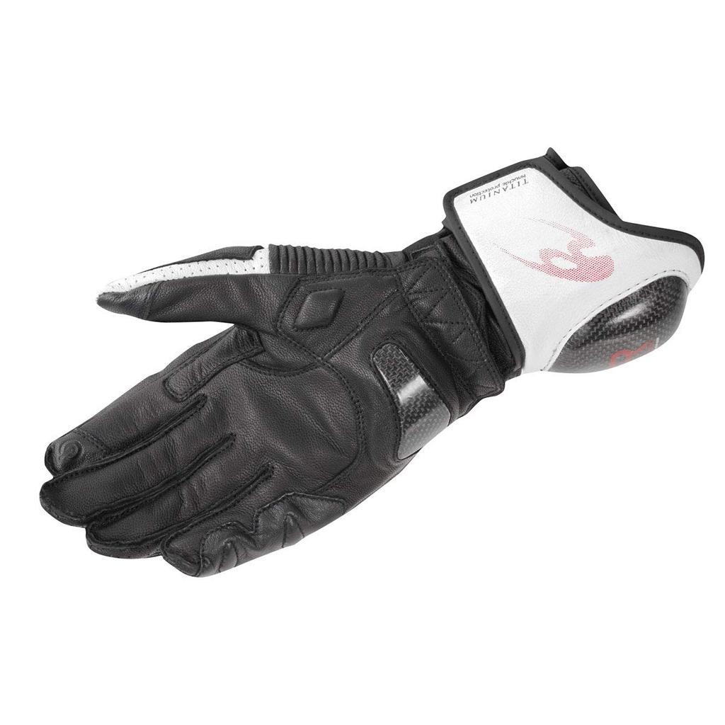 Komine Motorcycle Titanium Racing Size for and Made with Genuine Carbon and Stretch Titanium Gloves, White/Black, 2XL, GK-235 12969, Spring, Summer,