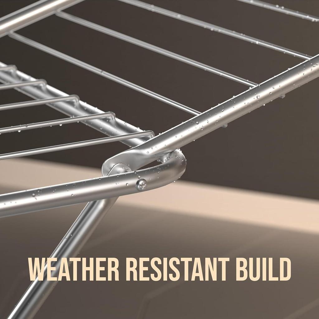Premium Cloth Iron & Plastic Drying Stand - 3 Way Folding | 42 Feet Drying Length |Total 20 Drying Rails (Silver)