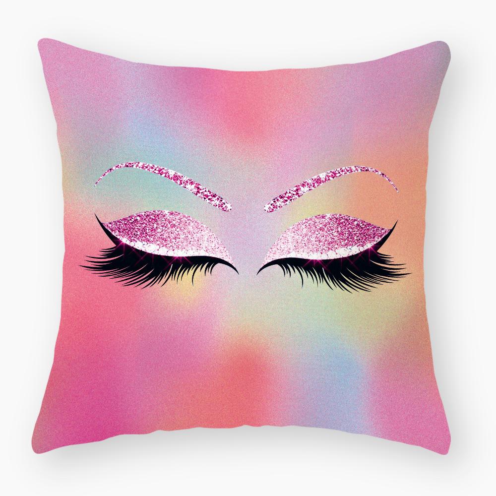 Ins Eyelash Printing Pillowcase Peach Leather Velvet Pillowcase Pillowcase Super Soft Pillowcase Sofa Decoration Pillow