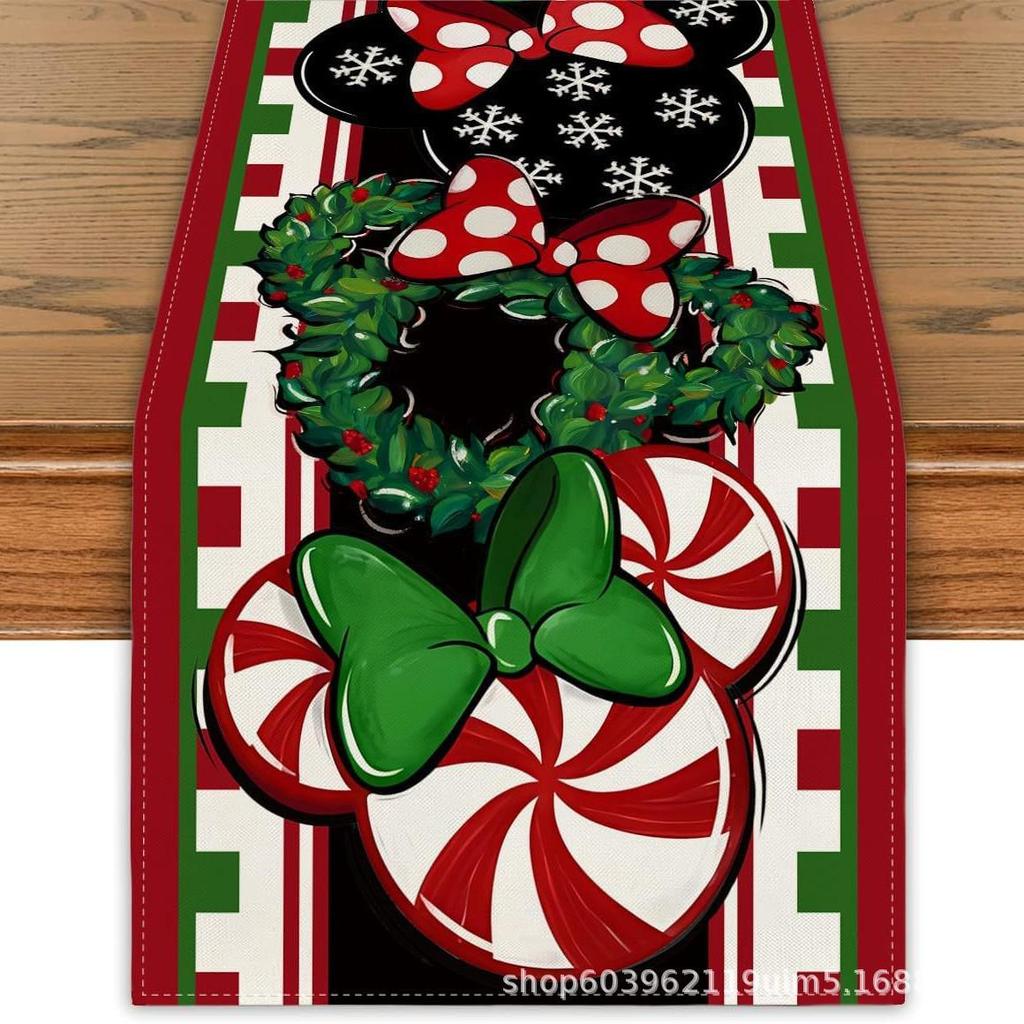 Christmas Table Runner with Santa and Tree Design