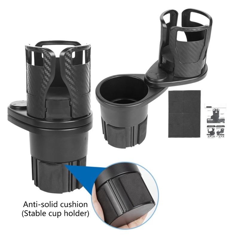 Car Drink Beverage Storage Solution Flexible Adjustment Carbon Fiber Look 360 Degree Rotating Base for Frequent Drivers