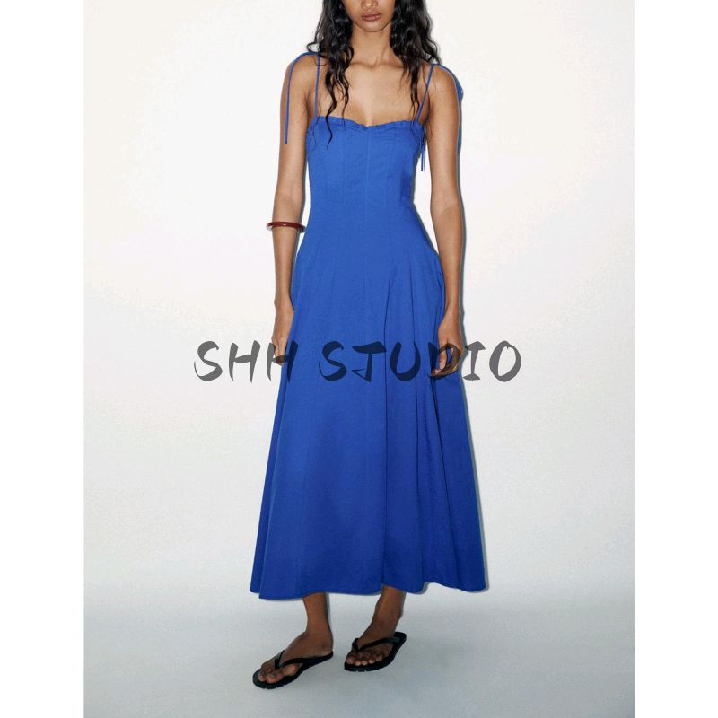 Summer New Women Clothes Laminated Decorative Poplin Midi Dress 3152317 3743035 8216035