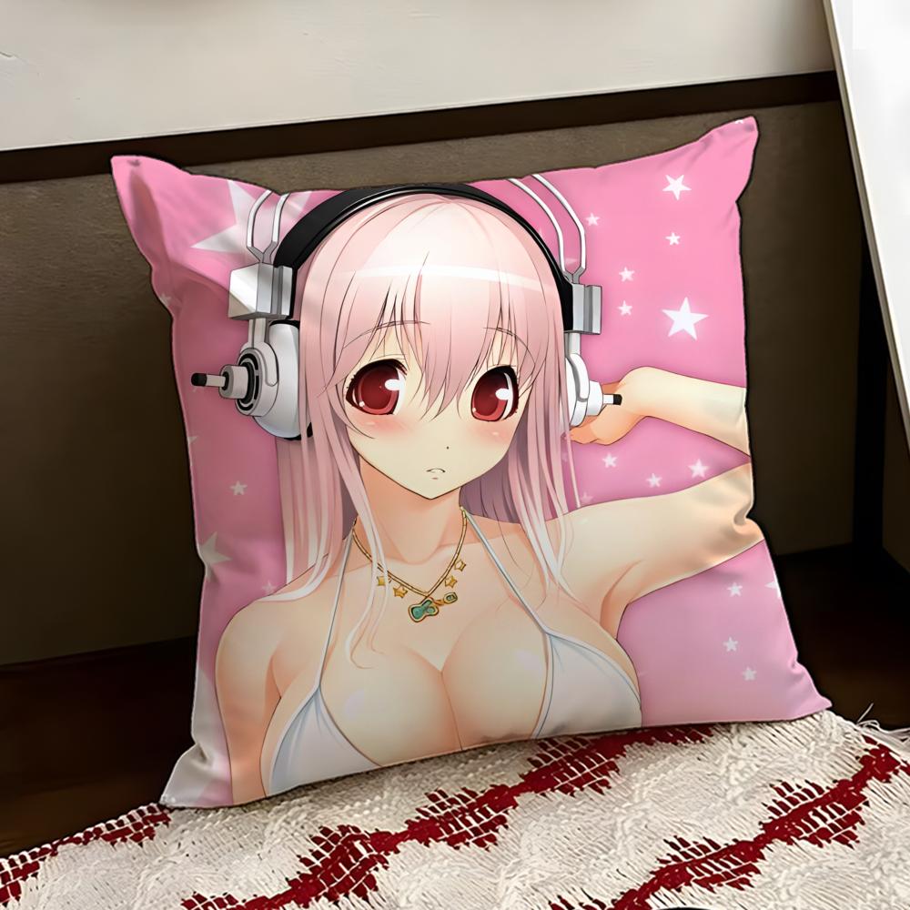 SSUPER Anime SSONICO Cushion Cover Reversible Soft Durable Pillow Cover Home Car MultiScene Use for Daily Comfort